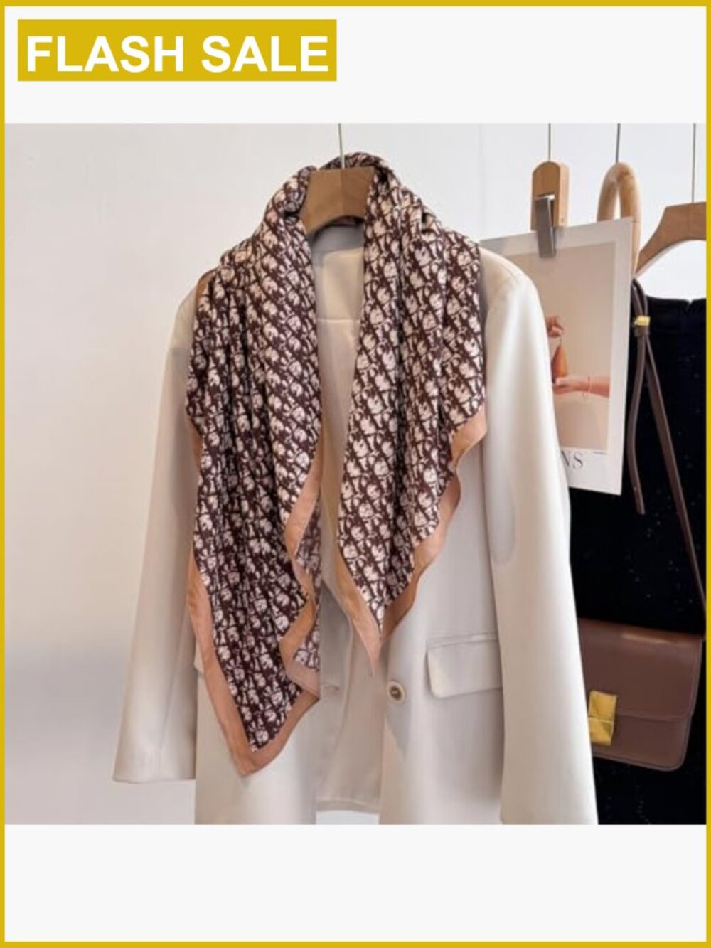 Square Silk Scarf 35in Lightweight Neck Scarf Hair Bandana - Picture 3 of 7